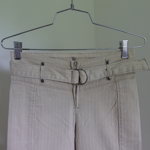 Y2K Tommy Hilfiger Low Rise Flare Jeans w D Ring Belt Khaki - Picture 3 of 5